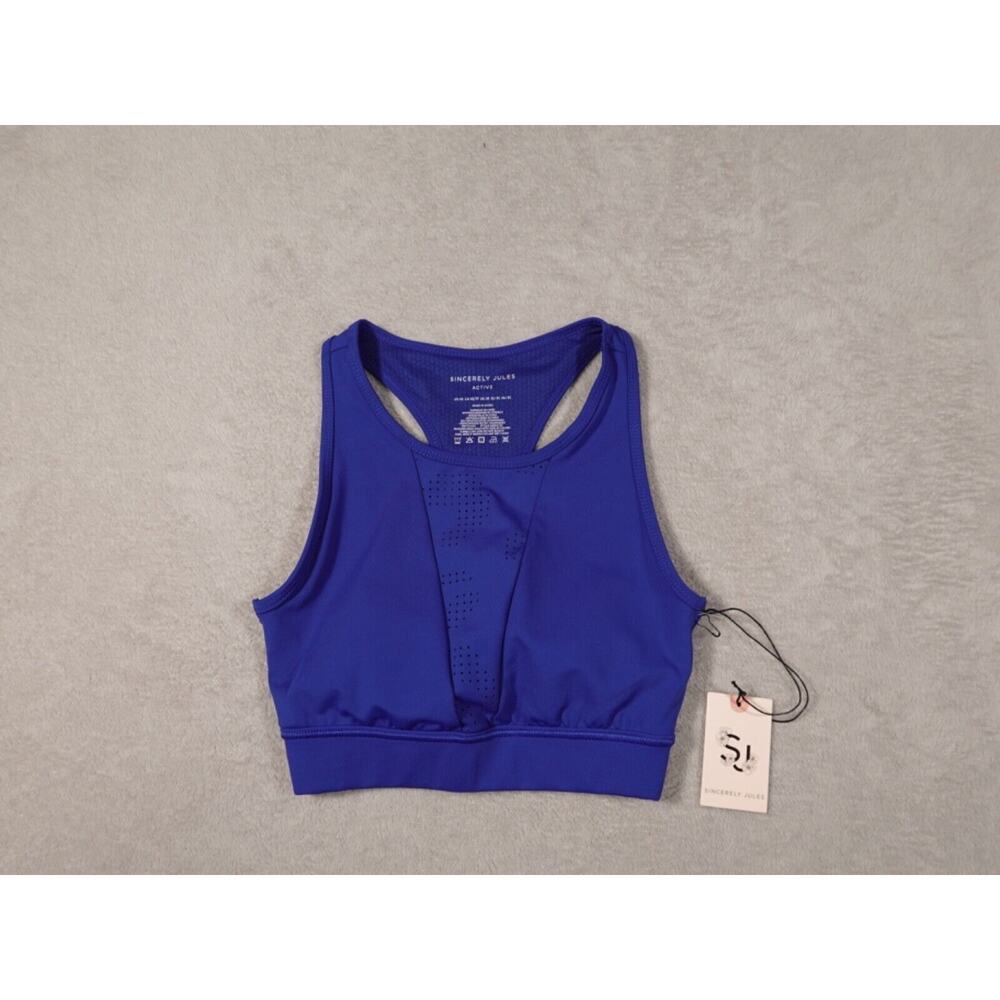 Sincerely Jules Active Womens Blue Activewear Sports Racerback Tank Bra Size XS
